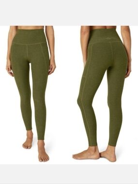 Beyond Yoga Spacedye Out of Pocket High Waisted Midi Legging in Deep Olive Large
